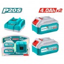 TOTAL BATERIJSKI ULOŽAK 2x4,0 Ah+PUNJAČ