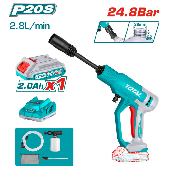 TOTAL MINI WASH AKU P20S + BATERIJA 2 Ah i PUNJAČ