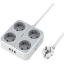 Tessan stolni produžni kabel, 4x utičnice, 2x USB-A, 1x USB-C, kabel od 2 m (TS-302-C)