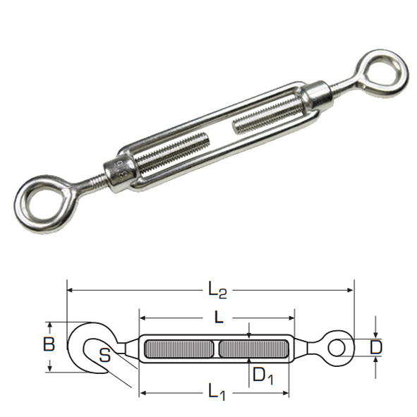 Natezač za čelično uže oko/oko Inox A4 DIN 1480 - 10